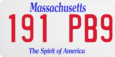 MA license plate 191PB9