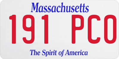 MA license plate 191PC0
