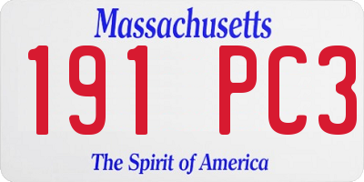 MA license plate 191PC3