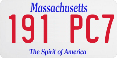MA license plate 191PC7
