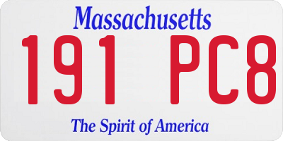 MA license plate 191PC8