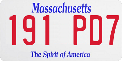 MA license plate 191PD7