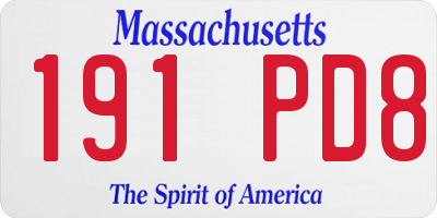MA license plate 191PD8