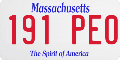MA license plate 191PE0