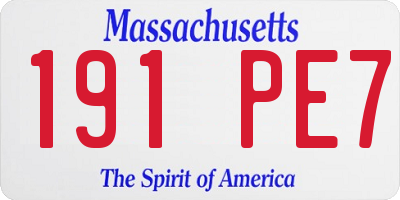 MA license plate 191PE7