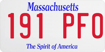 MA license plate 191PF0