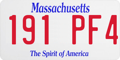 MA license plate 191PF4
