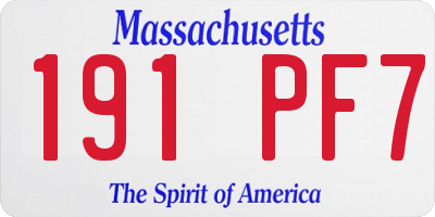 MA license plate 191PF7