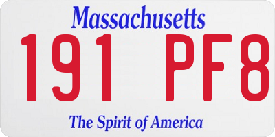 MA license plate 191PF8