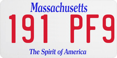 MA license plate 191PF9