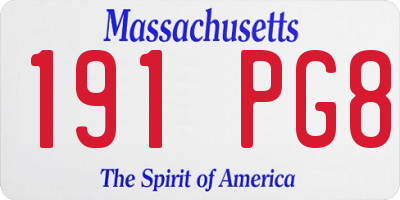 MA license plate 191PG8