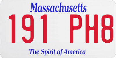 MA license plate 191PH8