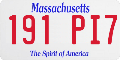 MA license plate 191PI7