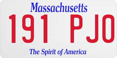 MA license plate 191PJ0