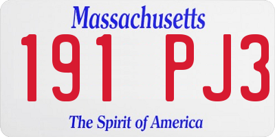 MA license plate 191PJ3