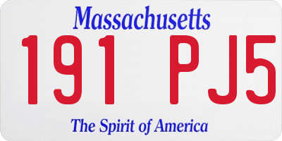 MA license plate 191PJ5