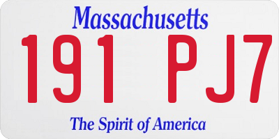 MA license plate 191PJ7