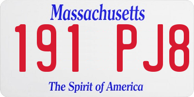 MA license plate 191PJ8