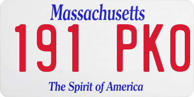 MA license plate 191PK0