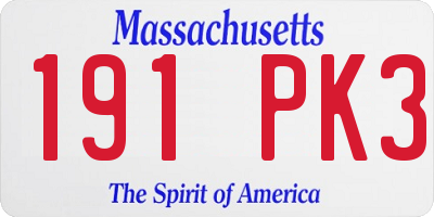 MA license plate 191PK3