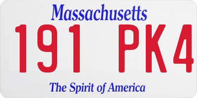MA license plate 191PK4