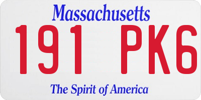 MA license plate 191PK6