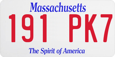 MA license plate 191PK7