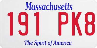 MA license plate 191PK8