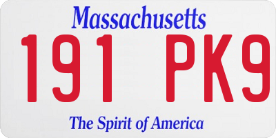 MA license plate 191PK9