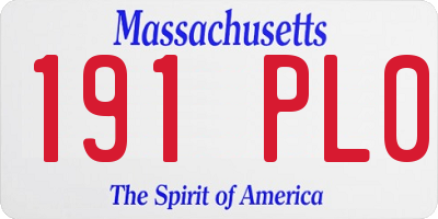 MA license plate 191PL0