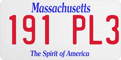 MA license plate 191PL3