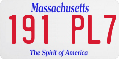 MA license plate 191PL7