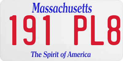 MA license plate 191PL8