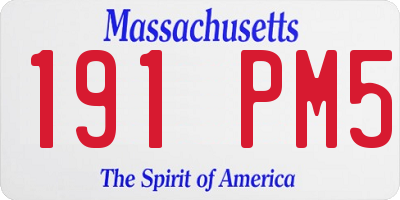 MA license plate 191PM5