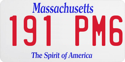 MA license plate 191PM6