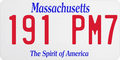MA license plate 191PM7
