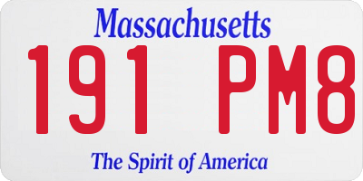 MA license plate 191PM8