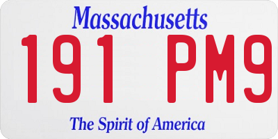 MA license plate 191PM9