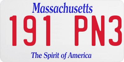 MA license plate 191PN3