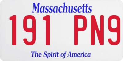 MA license plate 191PN9