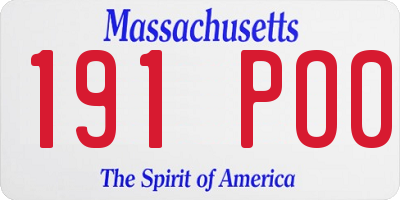 MA license plate 191PO0