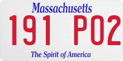 MA license plate 191PO2