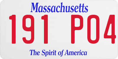 MA license plate 191PO4