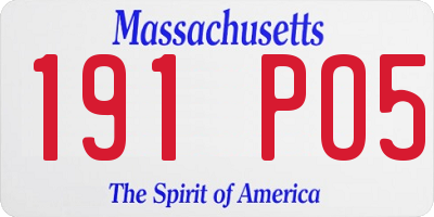 MA license plate 191PO5