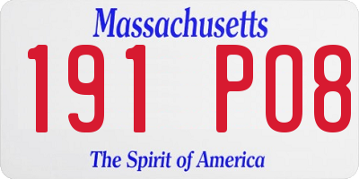 MA license plate 191PO8