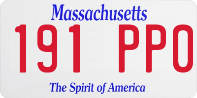 MA license plate 191PP0