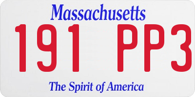 MA license plate 191PP3