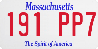 MA license plate 191PP7