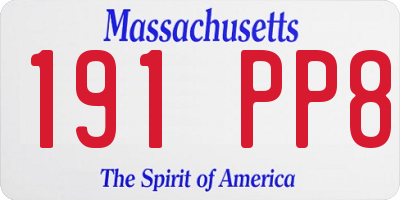 MA license plate 191PP8
