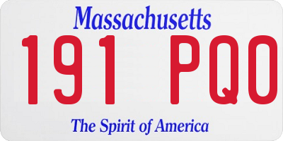 MA license plate 191PQ0
